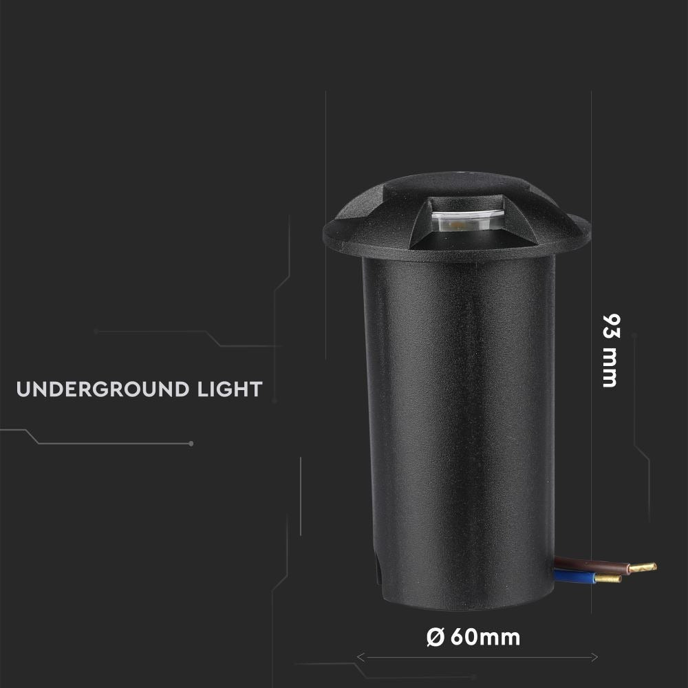 Spot au sol 4 faces - version noire - éclairage de jardin 12 volts - blanc chaud - IP67