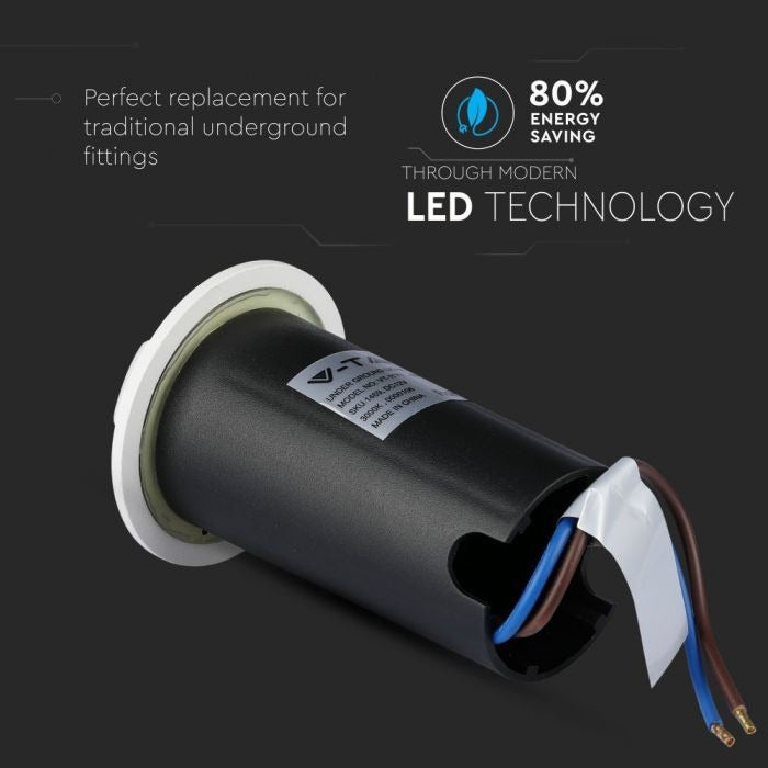 Ground spot 4 sides - white version - 12 Volt garden lighting - warm white - IP67