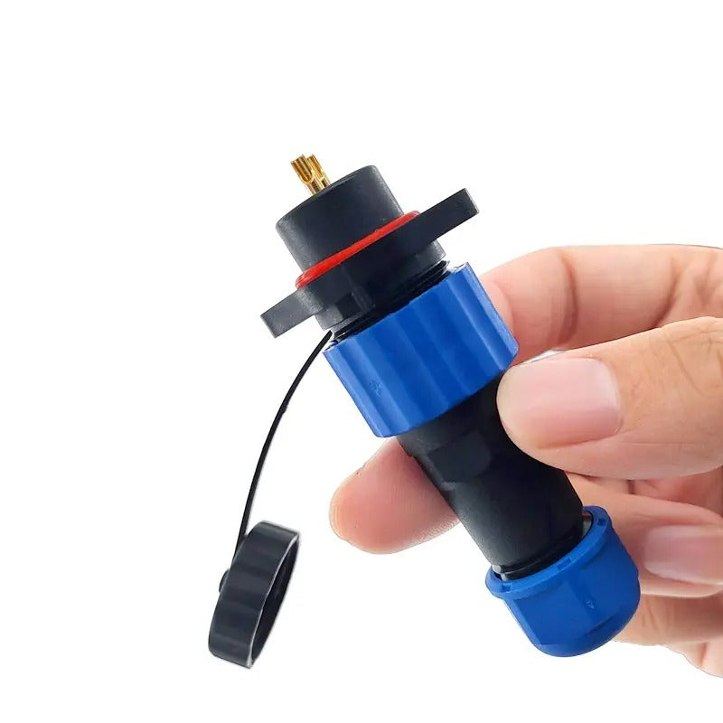 Male + chassis square base - 24V - waterdichte connector - 2 aderig - IP68