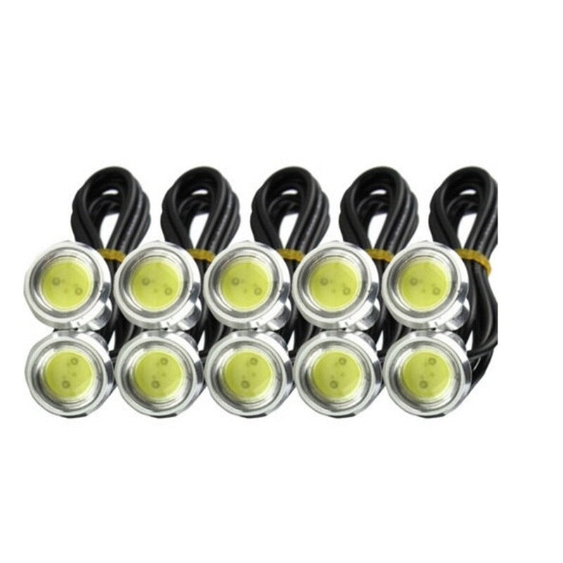LED 23 mm - Œil d'aigle - Blanc brillant - Étanche - Boîtier argenté