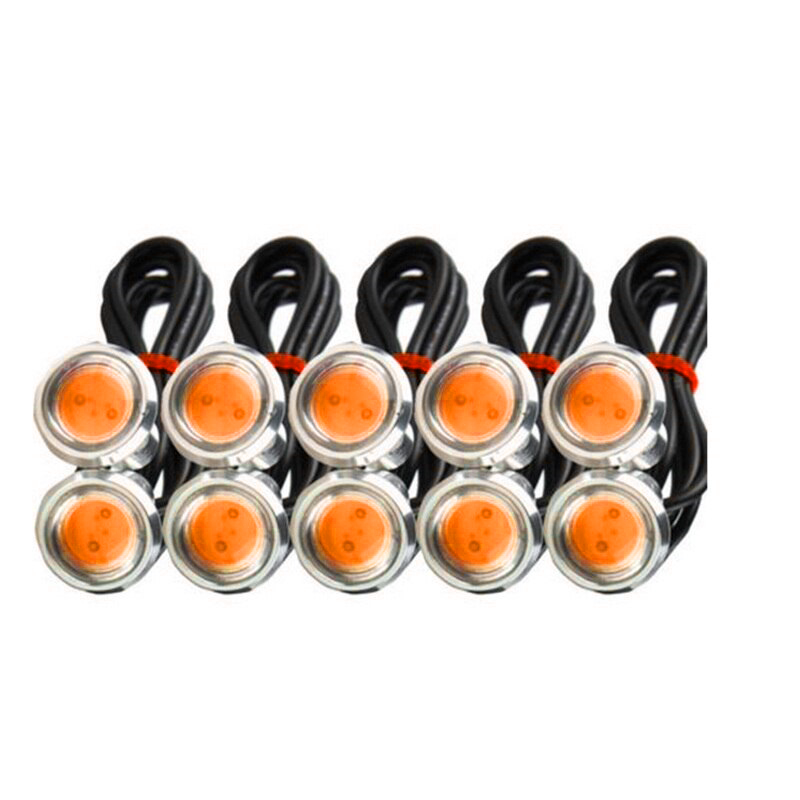LED 23 mm - Œil d'aigle - Orange - Étanche - Boîtier argenté