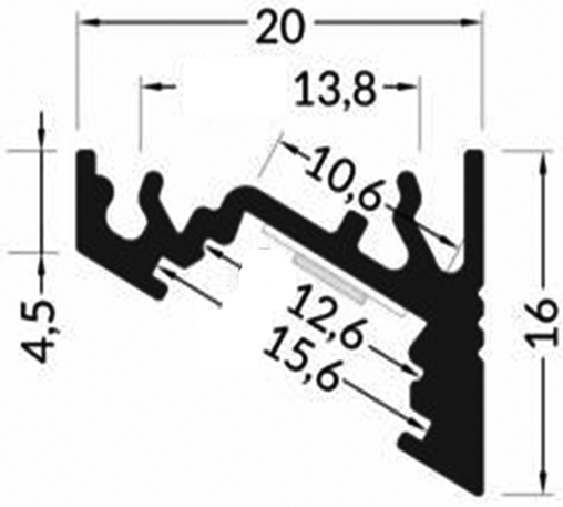 LED Profiel - 1 meter - 10mm - ZWART - Gehoekt