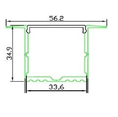 Profilé LED 1 mètre - 35 mm encastré XL