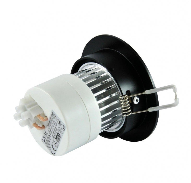 LED spotlight - complete fixture - aluminum round - black/silver - warm white