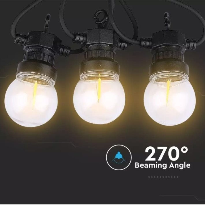 Led party lichtsnoer - 5 meter - 10 filament lampen - 24V