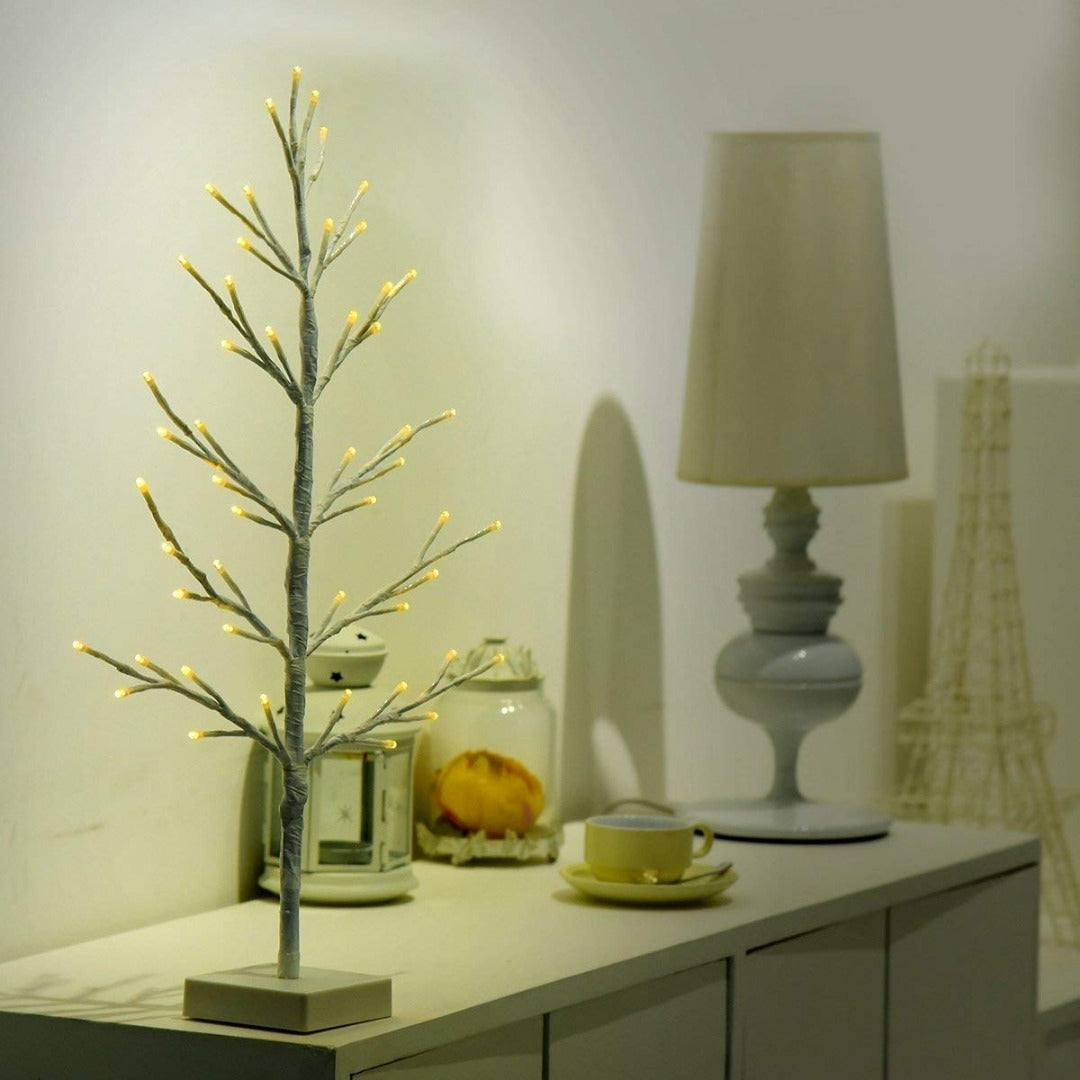 Christmas tree with LED - 60cm - 51 LED - Warm White - white