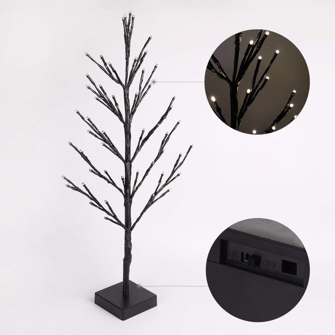 Sapin de Noël avec LED - 60 cm - 51 LED - Blanc chaud - Noir