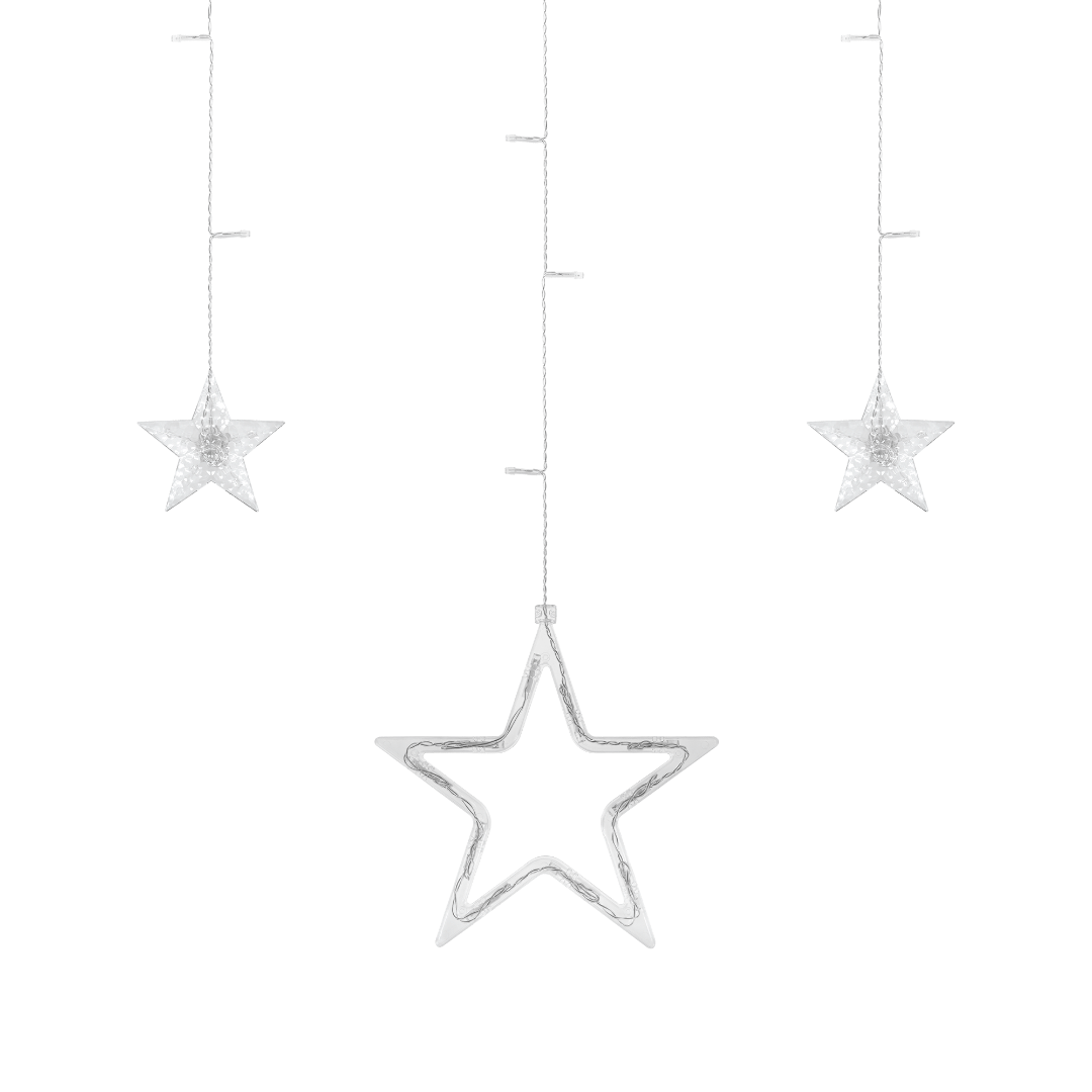 LED Star Curtain Christmas - 12 stars - warm white - 138 LEDs - Connectable