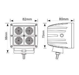 Robust spotlight - 4x LED - 12/24V - IP67 / 1080 lumens