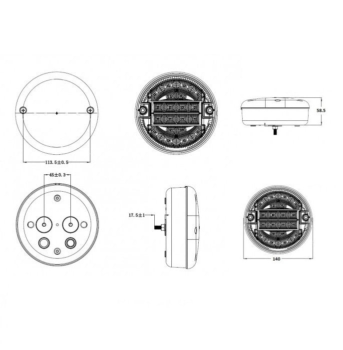 LED rear light / indicator unit round 20 LEDs