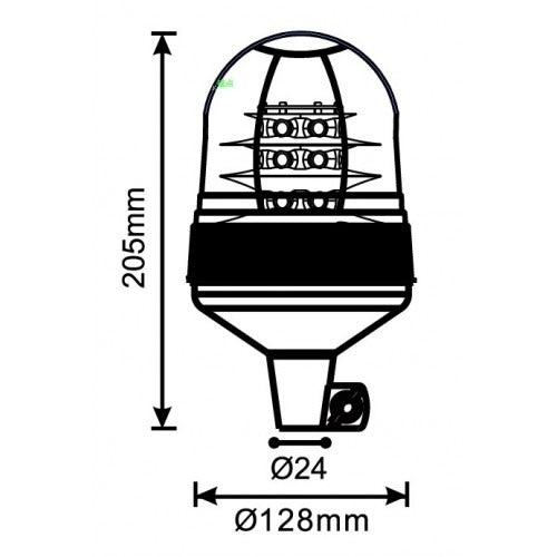 Feu clignotant orange pour toit - 18 LED - R10/R65 - Fixation par support