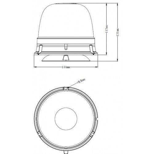 ORANGE roof flashing light - 12V/24V - 10 LEDs - R65/R10 - magnetic mounting