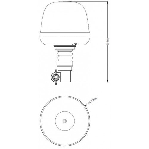 ORANGE roof flashing light - 10 LED - R10/R65 - bracket mounting - flex