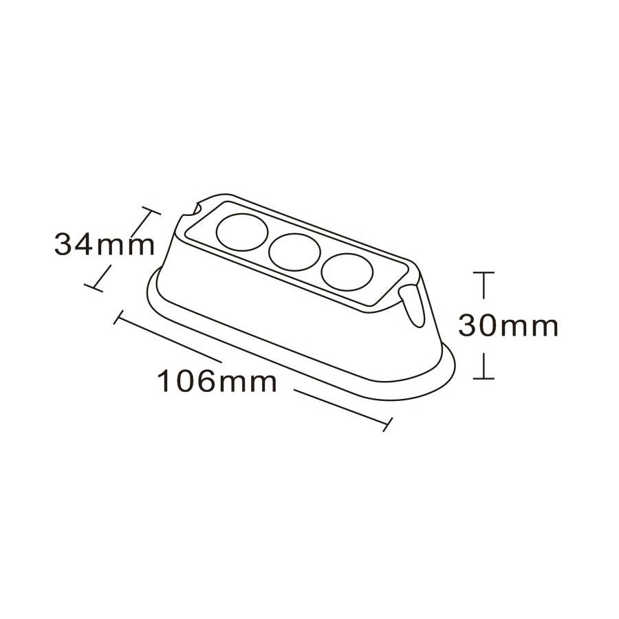 Bumper flasher white - 3 LED - 9W - R10/R65
