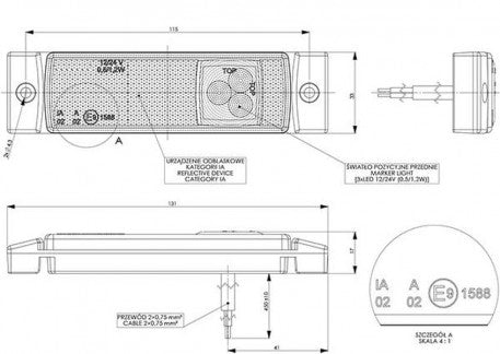 Side marker light 12/24V LED - White LD-127 L1045