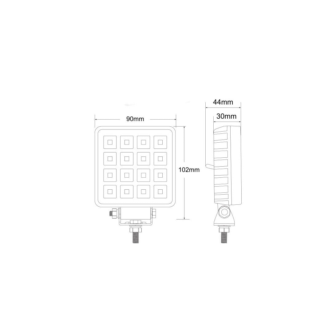 Spot LED - 16 LED - 16 W - Interrupteur intégré - Carré
