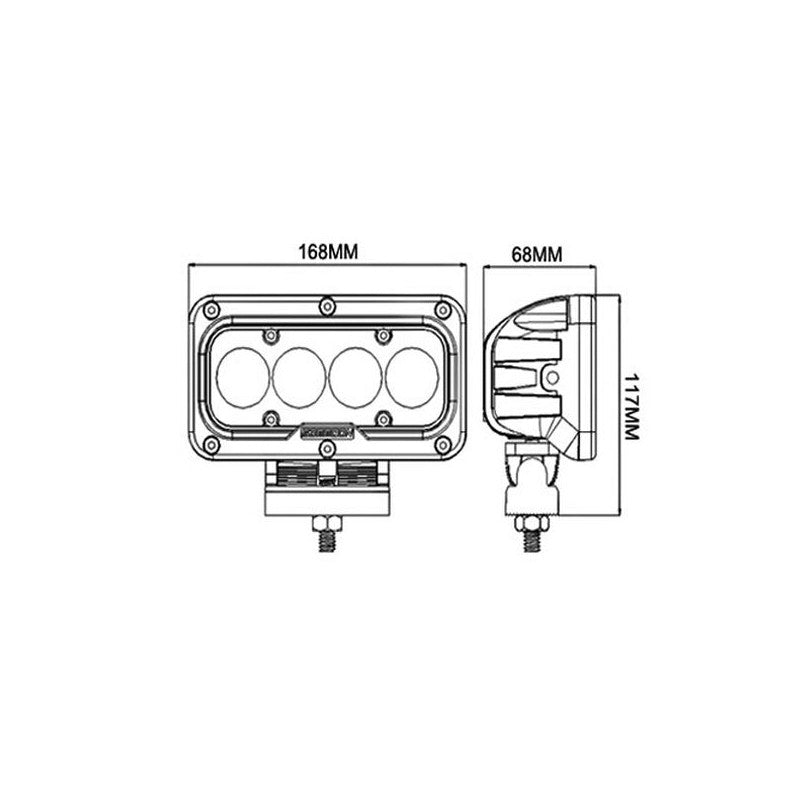 Projecteur LED - 4 x 3 watts - éclairage avant - BLANC - TOUT-TERRAIN - Rectangulaire L0106