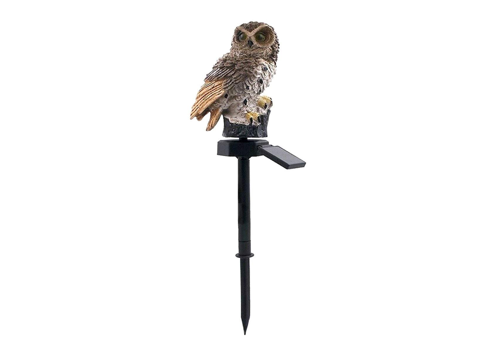 Solar LED owl brown - Neutral white - With twilight sensor and pin