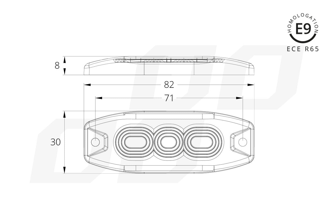 LED strobe - R65 - 4 flash patterns - 3-LED - Orange - 12-24 Volt - IP67