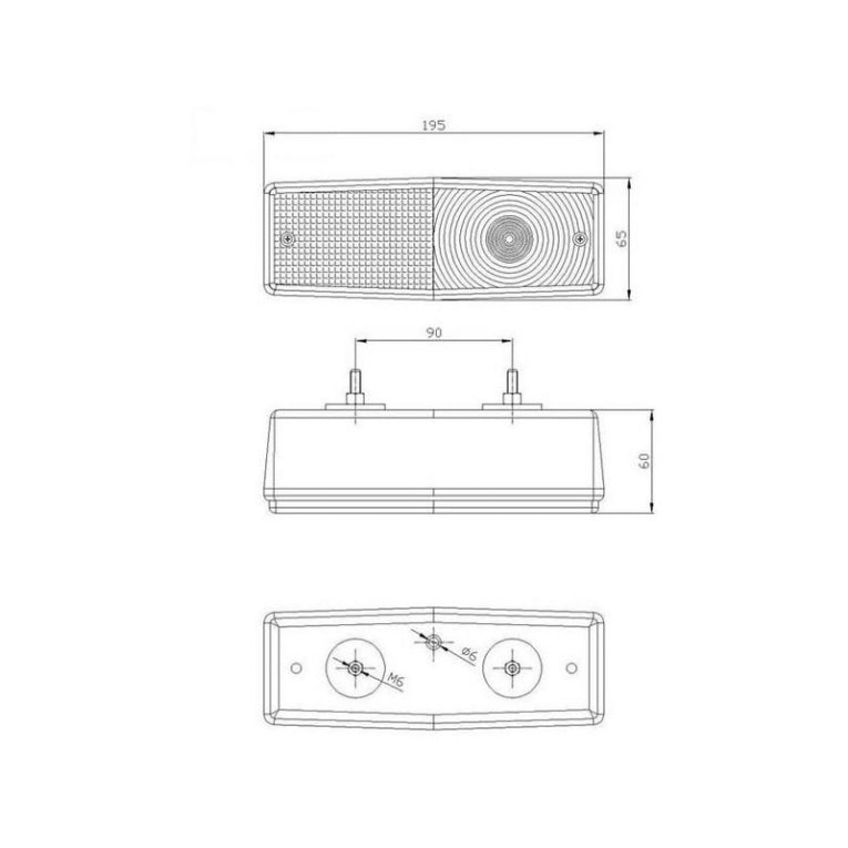 Feu arrière à LED JMF-1 feu stop/clignotant/feu antibrouillard arrière - Rectangle