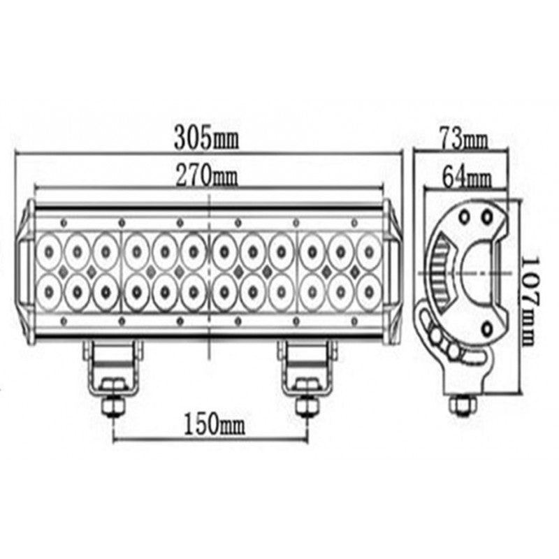 LED bar - 72W - 30.5cm - 4x4 offroad - 24 LED Combo - WIT 6000K