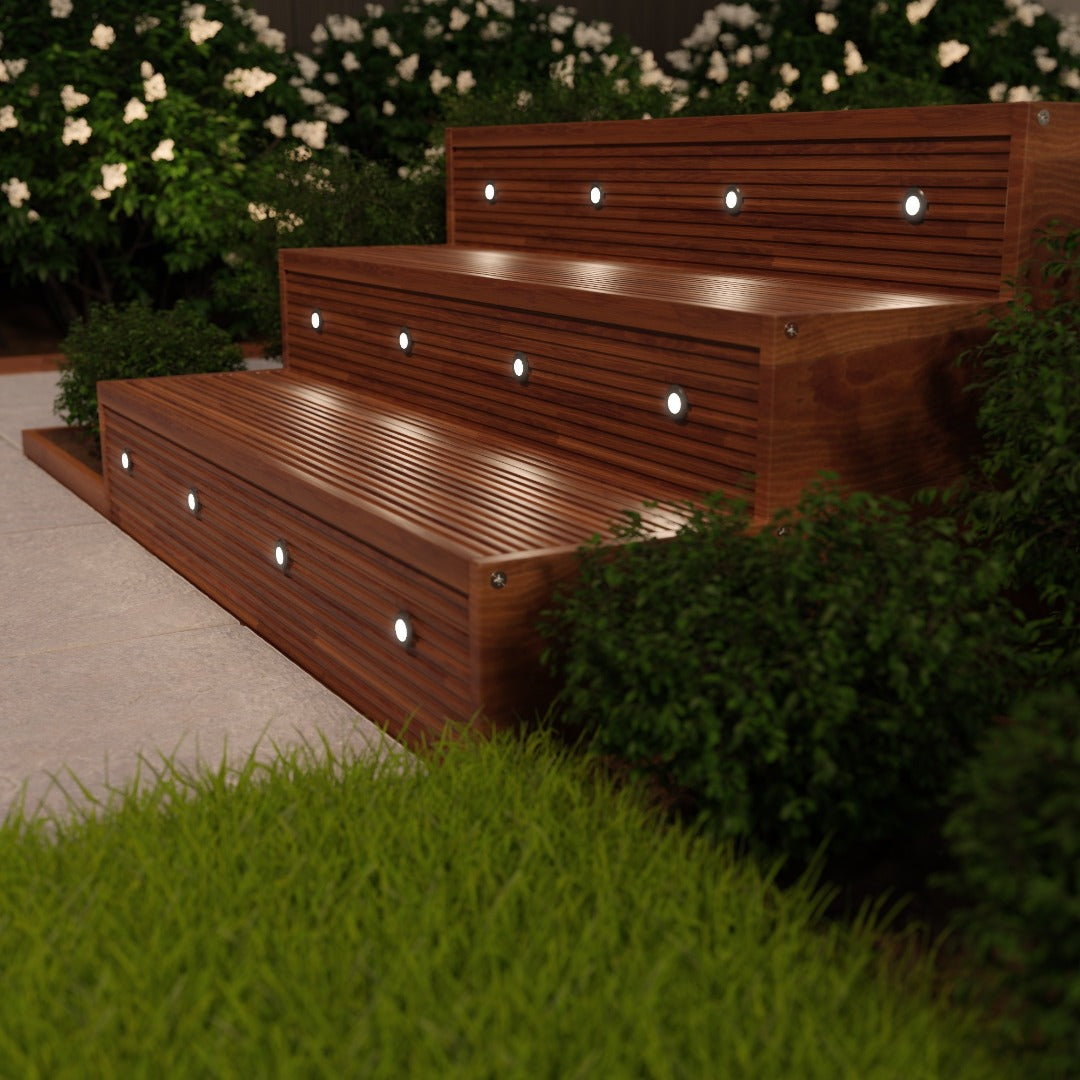 LED patio light, recessed - 60mm - 230V - Warm white - black