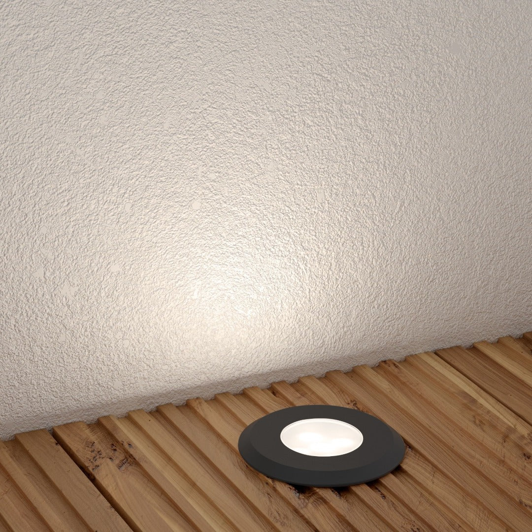 LED patio light, recessed - 60mm - 230V - Warm white - black
