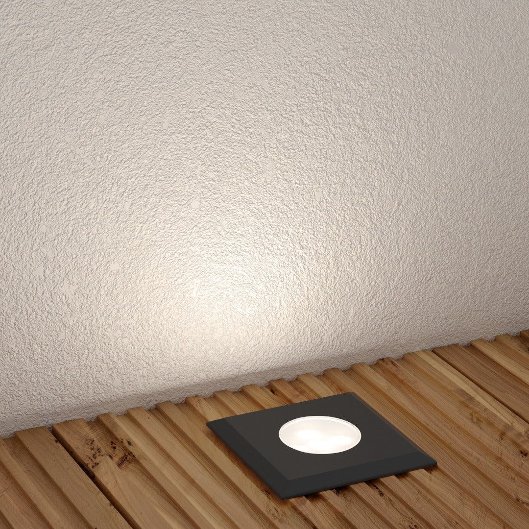 Lampe LED pour terrasse - 6 x 6 cm - 230 V - Blanc chaud - Noir