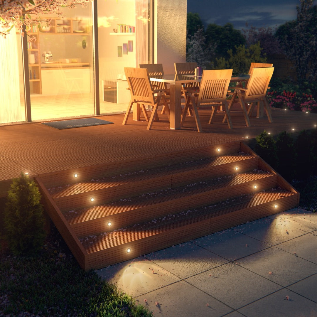 LED patio light, recessed - 40mm - 12V - Warm white - Black