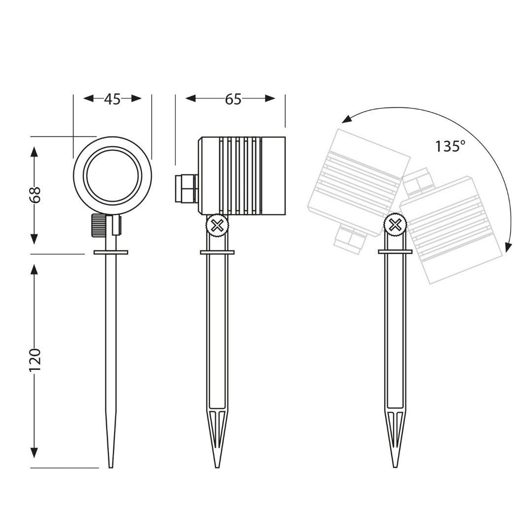 230V ground spot - With plug - Cold white - 4W - 188mm