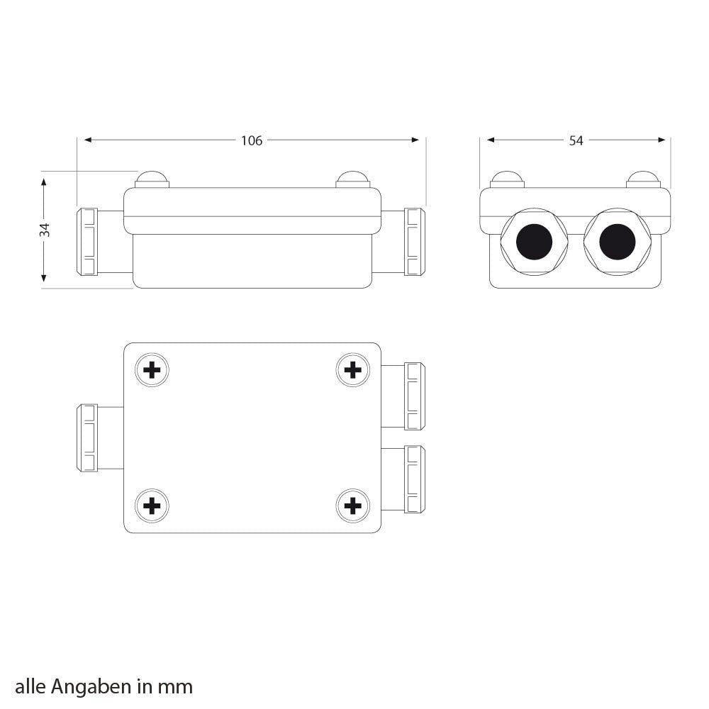 Connection box - 3-way - IP68
