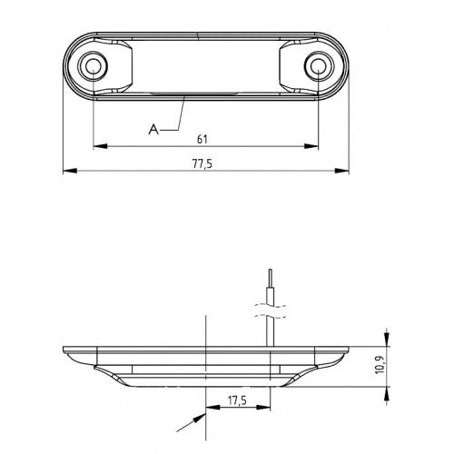 Feu de position latéral - 12/24 V - Rouge - LD2329 - 75 x 11 mm