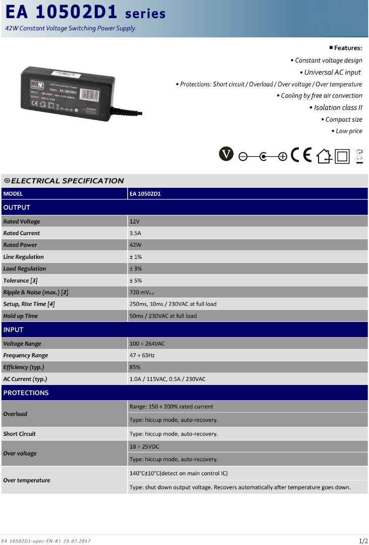 Alimentation LED 12 V - 3,5 A - Basique