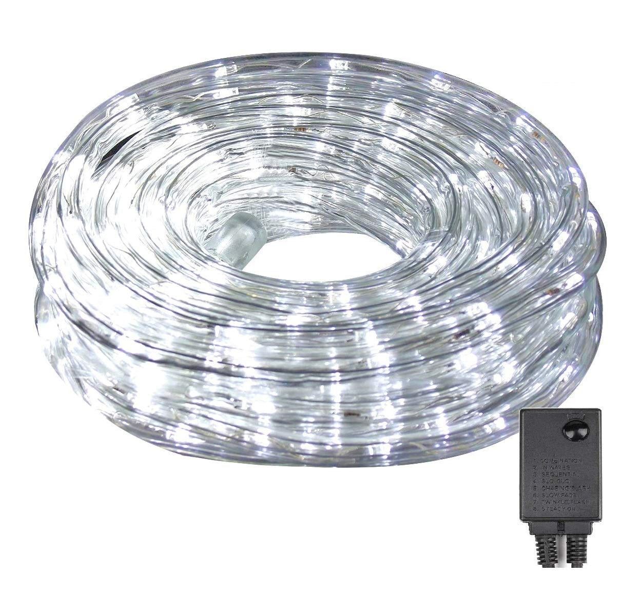 Guirlande lumineuse LED - 10 m - Étanche - 8 couleurs - Blanc froid