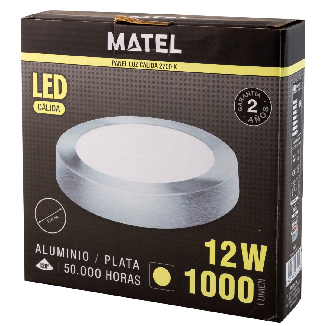 LED ceiling lamp - 17cm - surface-mounted round - Warm white - silver - 12W