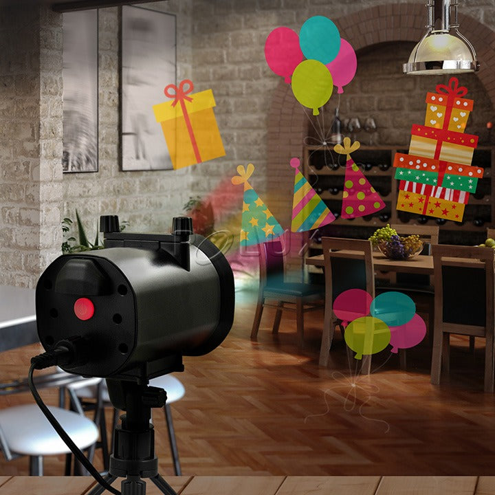 Projecteur LED - Noël - Neige - Halloween - Anniversaire - Diapositive interchangeable