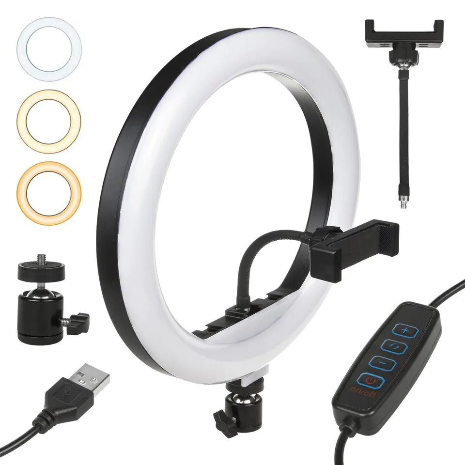 LED Selfie Ring Light - With Phone Holder and Controller