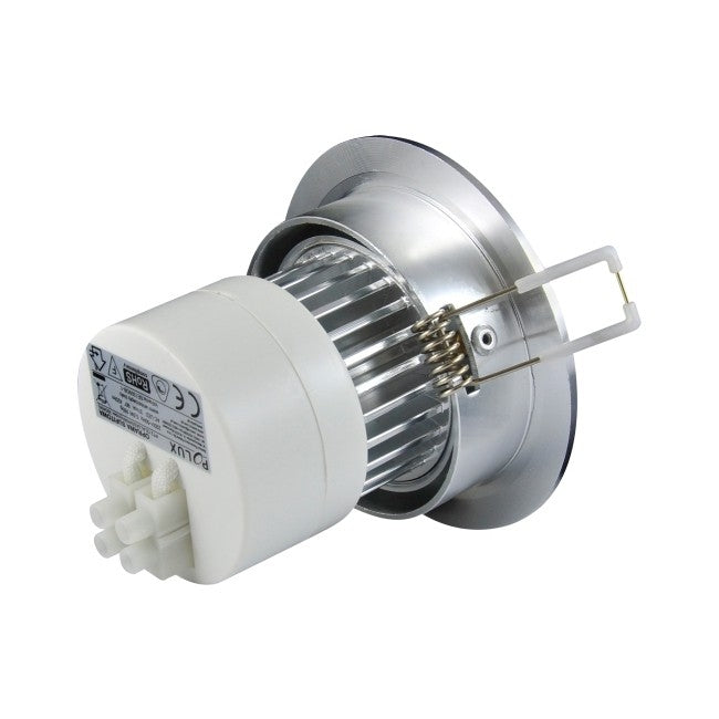 LED spotlight - complete fixture - stainless steel - round brushed - warm white - IP 40