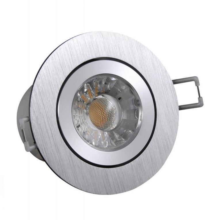 LED spotlight - complete fixture - stainless steel - round brushed - warm white - IP 40