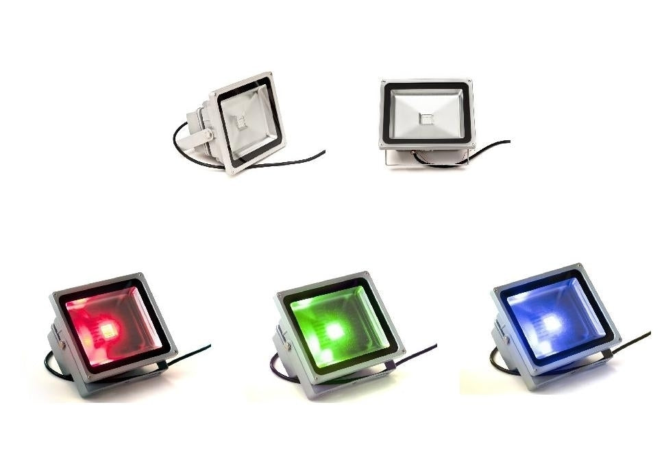 Projecteur LED RGB 50 W pour extérieur, IP65, à intensité variable et télécommande