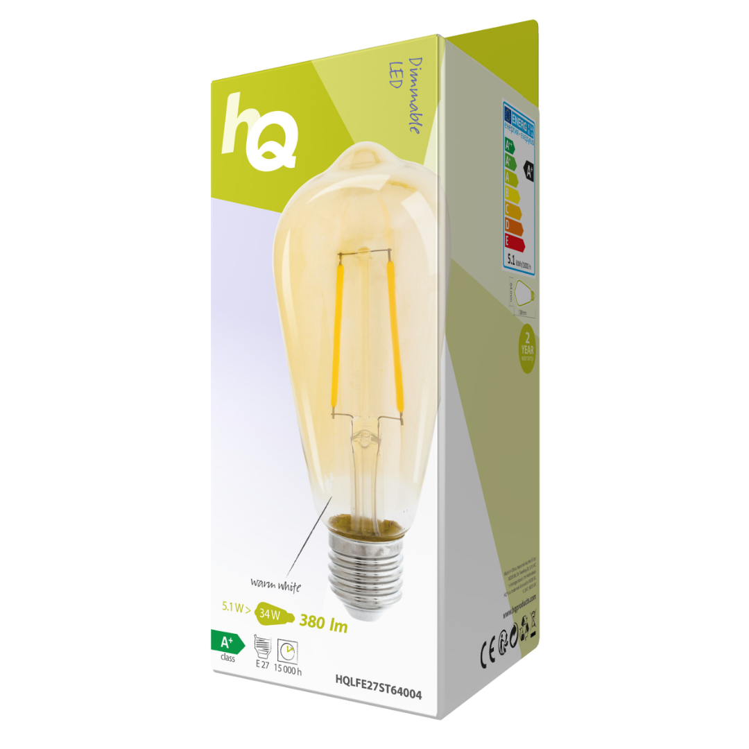 Ampoule LED vintage E27 - 5,1 W - Dimmable - 380 lumens - 2500 K - Haute qualité