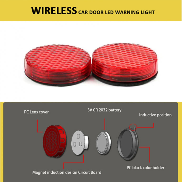 Car Door LED Warning Light - Set of 2 - Red
