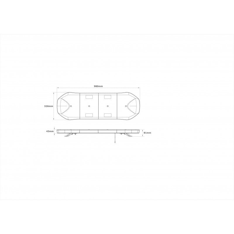 LED rotating beacon - 98cm - ECE R65 R10 approved - amber