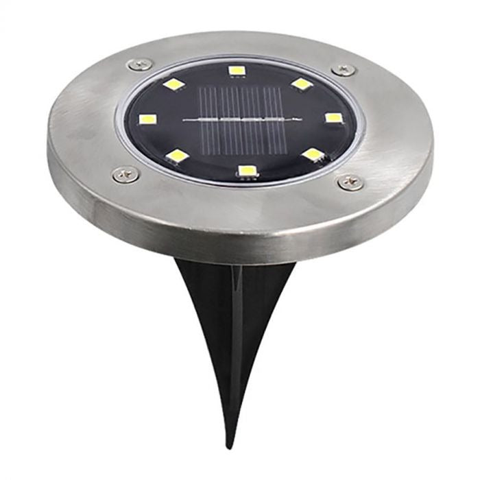 Spot solaire de sol à 8 LED - 0,8 W - blanc froid - détecteur crépusculaire - lot de 4
