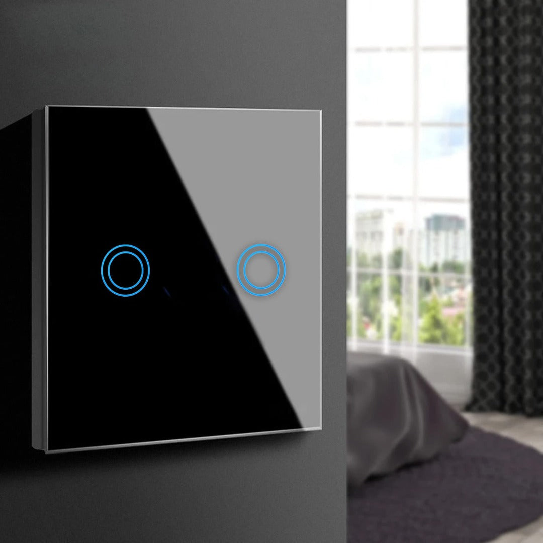 Wall switch with light - Double - Touch control - Black