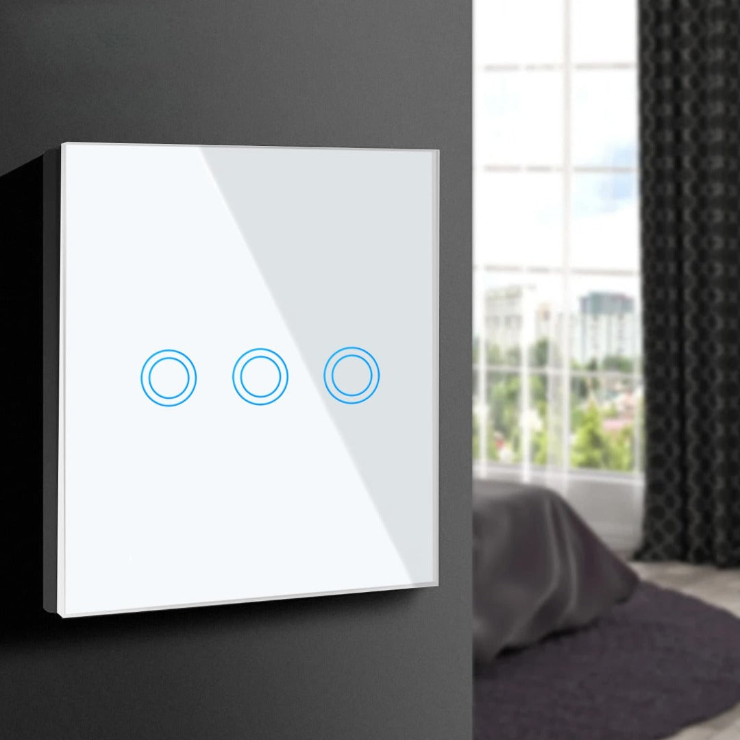 Wall switch with light - Three-way - Touch control - White