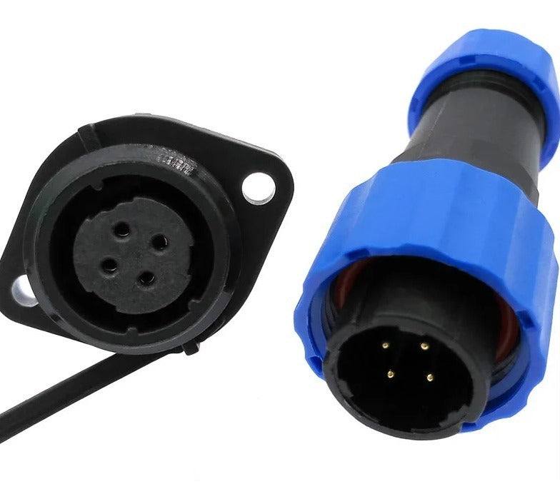 Male + chassis connector - 24V - waterproof cable connector - 4-wire - IP68
