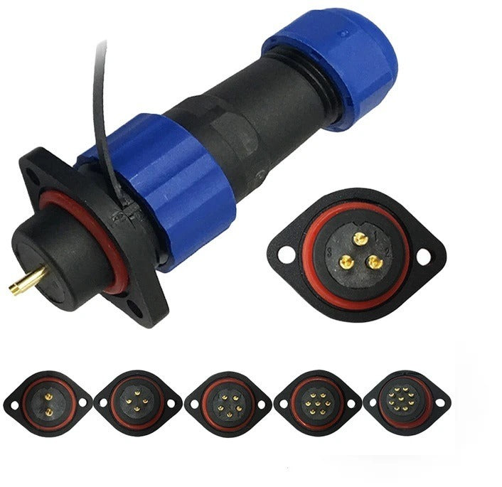 Male + chassis connector - 24V - waterproof cable connector - 5-wire - IP68