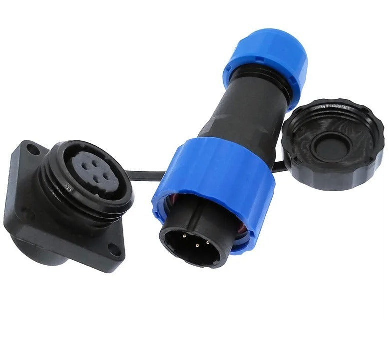 Male + chassis square base - 24V - waterdichte connector - 3 aderig - IP68