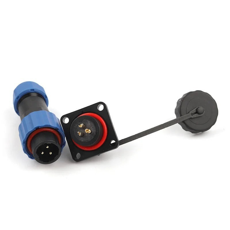 Male + chassis square base - 24V - waterproof connector - 6-wire - IP68